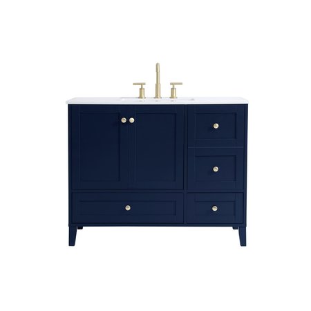 ELEGANT DECOR 42 Inch Single Bathroom Vanity In Blue VF18042BL